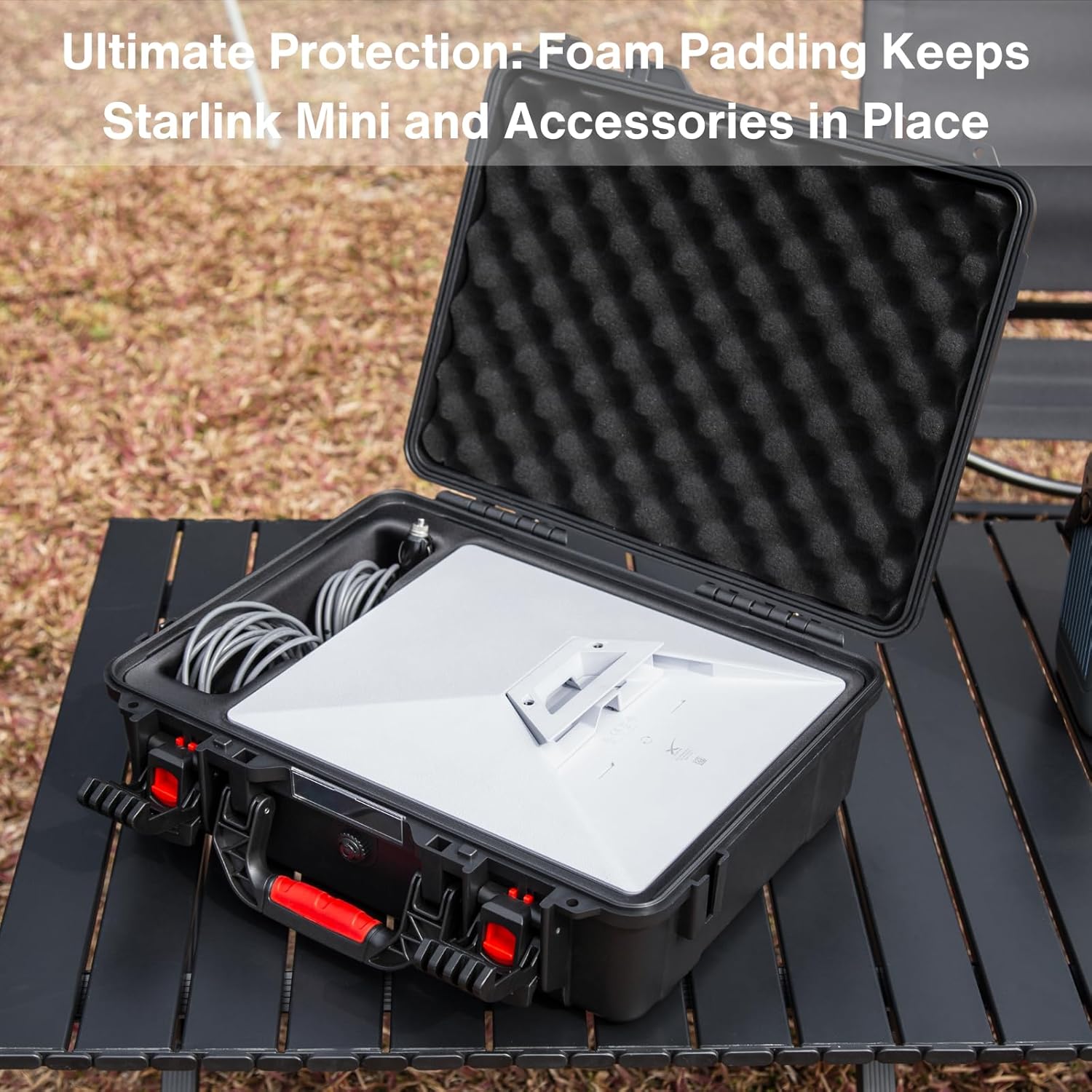 IP67 Waterproof Storage Case for Starlink Mini, Built with Waterproof Seal and Safe Latch System, Protective Hard Case with Foam Padding Keep Dish Safe, Portable for Travel and Outdoor Use
