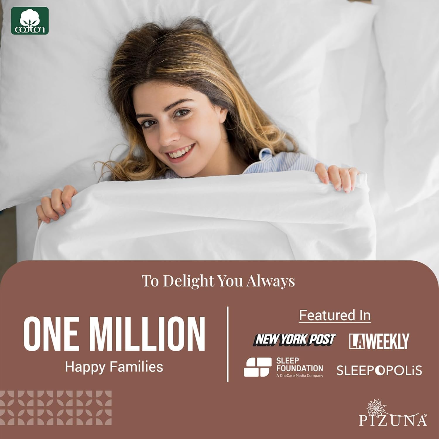 Pizuna Pure 100% Cotton Flat Sheets Only Twin XL White (1 PC), Luxurious 400 Thread Count Long Staple Cotton Sateen with 4" Hem (Combed Twin XL Flat Sheet Only Cotton)