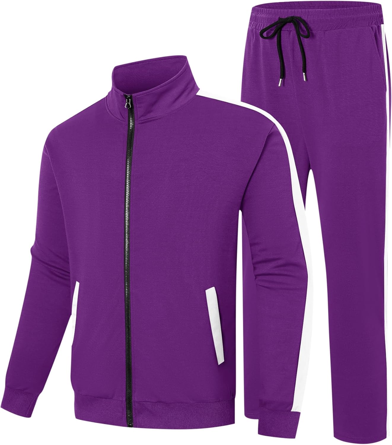 LecGee Men’s Tracksuit Set Full Zip Stand Collar Jacket and Casual Jogger Pants Athletic Sweatsuit Set M-3XL