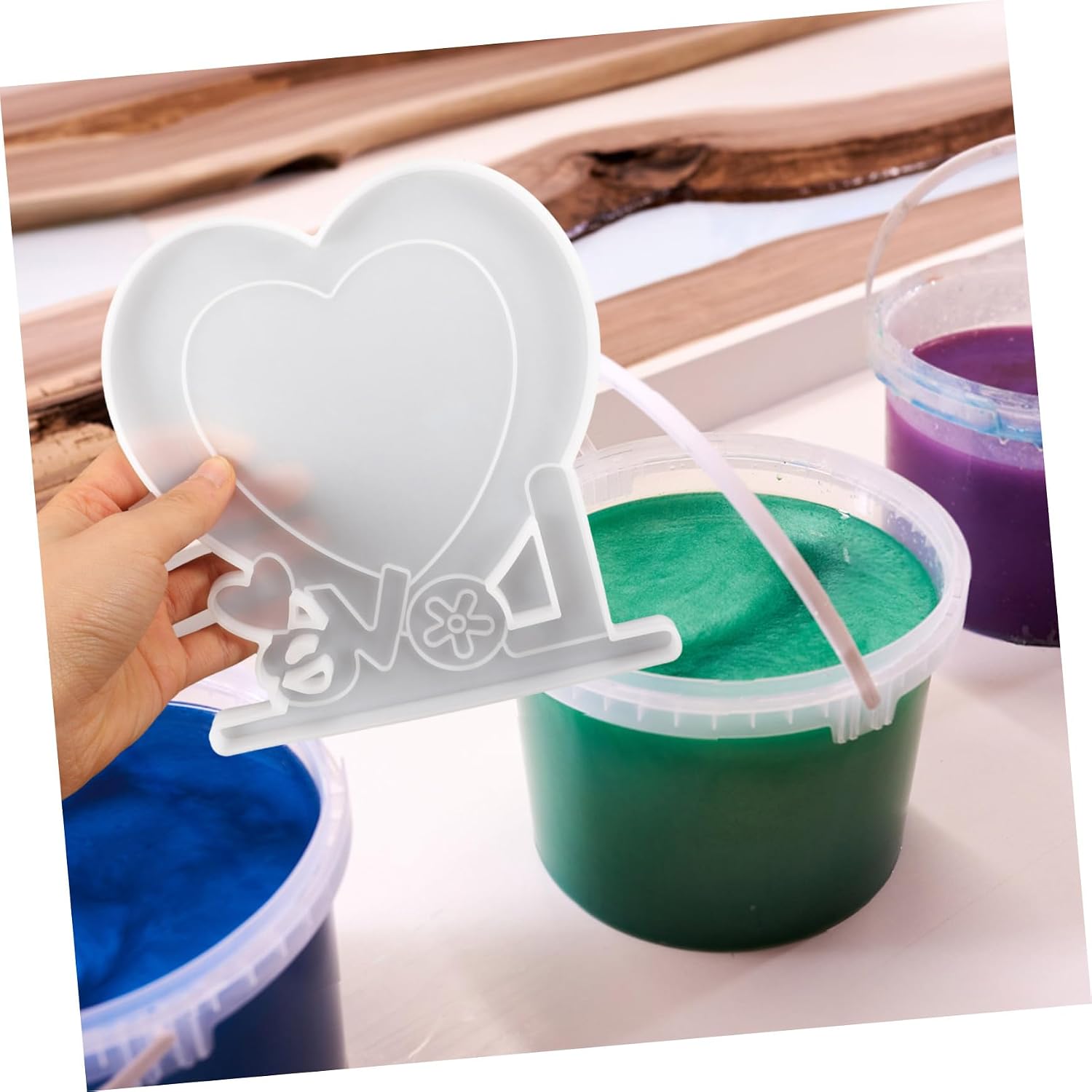 jojofuny 1Set DIY Love Heart Photo Frame Silicone Mold Casting Molds for Convenient Reusable Design for Home Decor for Showers and Birthdays