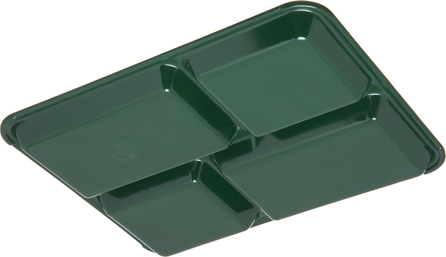 Carlisle FoodService Products Right Hand 4-Compartment Cafeteria / Fast Food Tray, 8.5" x 11", Forest Green