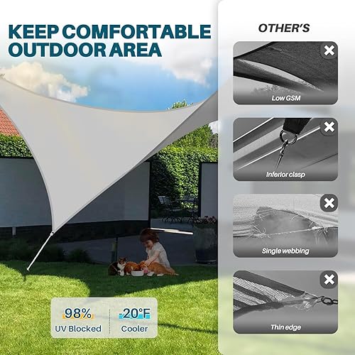 Miniatura 2 de COARBOR Toldo parasol impermeable rectangular perfecto para patio, jardín, color gris claro, 10 x 15 pies