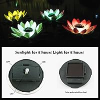 Vista 6 de Luces de estanque, luz solar de flor de loto para piscina, luz de loto flotante de 11.02 pulgadas, impermeable, luz solar para estanque con gancho