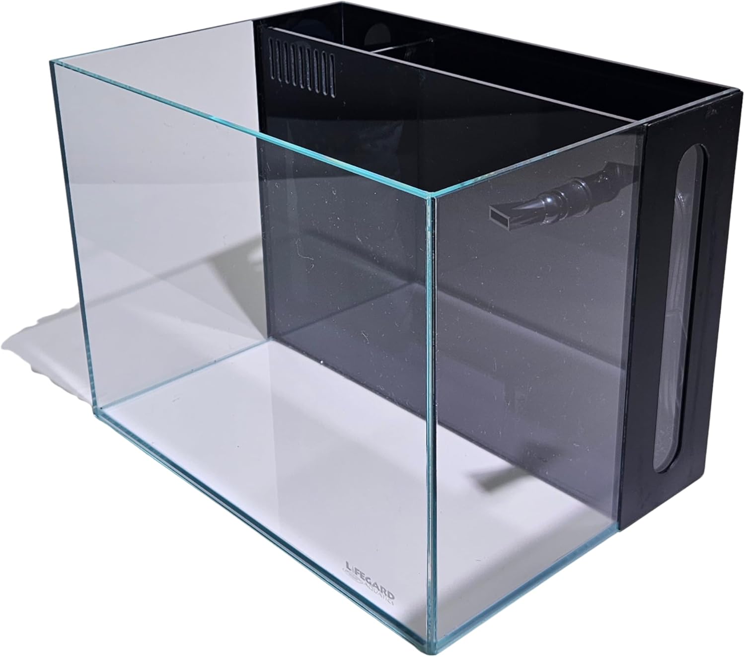 LIFEGARD Low Iron Ultra Clear 4 Gallon Crystal Aquarium with Built in Back Filter with High Polish Filter Sock – 45° Beveled Edge, Rimless Glass, Rectangular Style with Directional Jet Flow