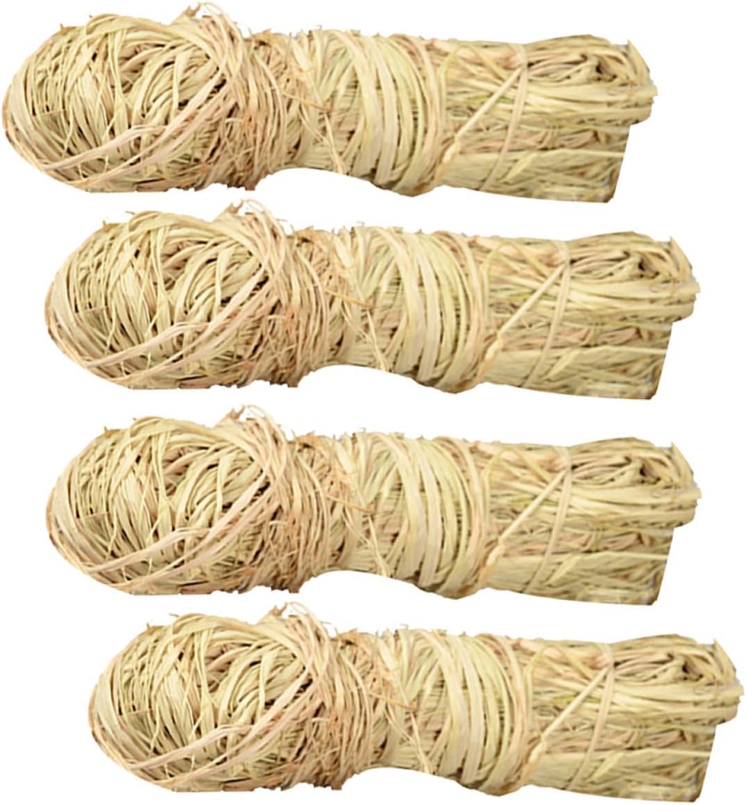 4Pcs Natural Raffia Ribbon Bundle 50G Each, Eco-Friendly Craft Wrapping Ribbon for DIY, Packaging and Floral Decoration Color