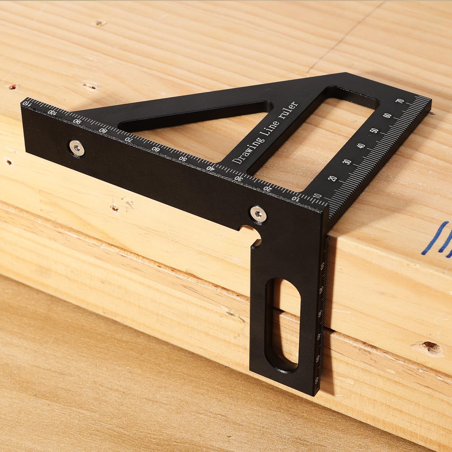 Carpenter Woodworking Protractor Aluminum Miter Triangle Ruler 3D Multi Angle 45/90 Degree Layout Measuring Ruler (Black)