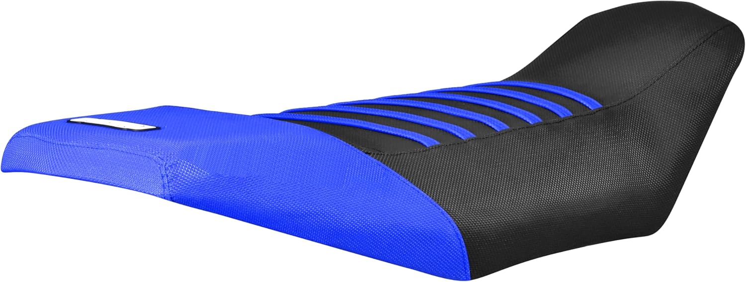 Enjoy Mfg Seat Cover - Compatible with Polaris 2013-2017 Scrambler 850 1000 Seat Cover Color Ribbed - #347 Logo (White Sides/Black top/White Ribs)