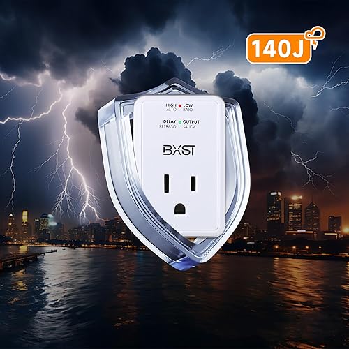 Miniatura 9 de BXST Protector contra sobretensiones para refrigerador, enchufe redondo, protector contra sobretensiones, para oficina en casa, 1 tomacorriente,