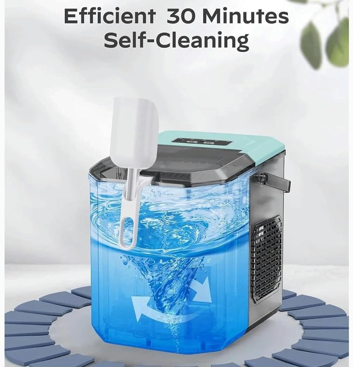 AMNOOL mdlian Ice Maker Countertop Portable Ice Machine with Carry Handle Self-Cleaning Ice Makers with Basket and Scoop