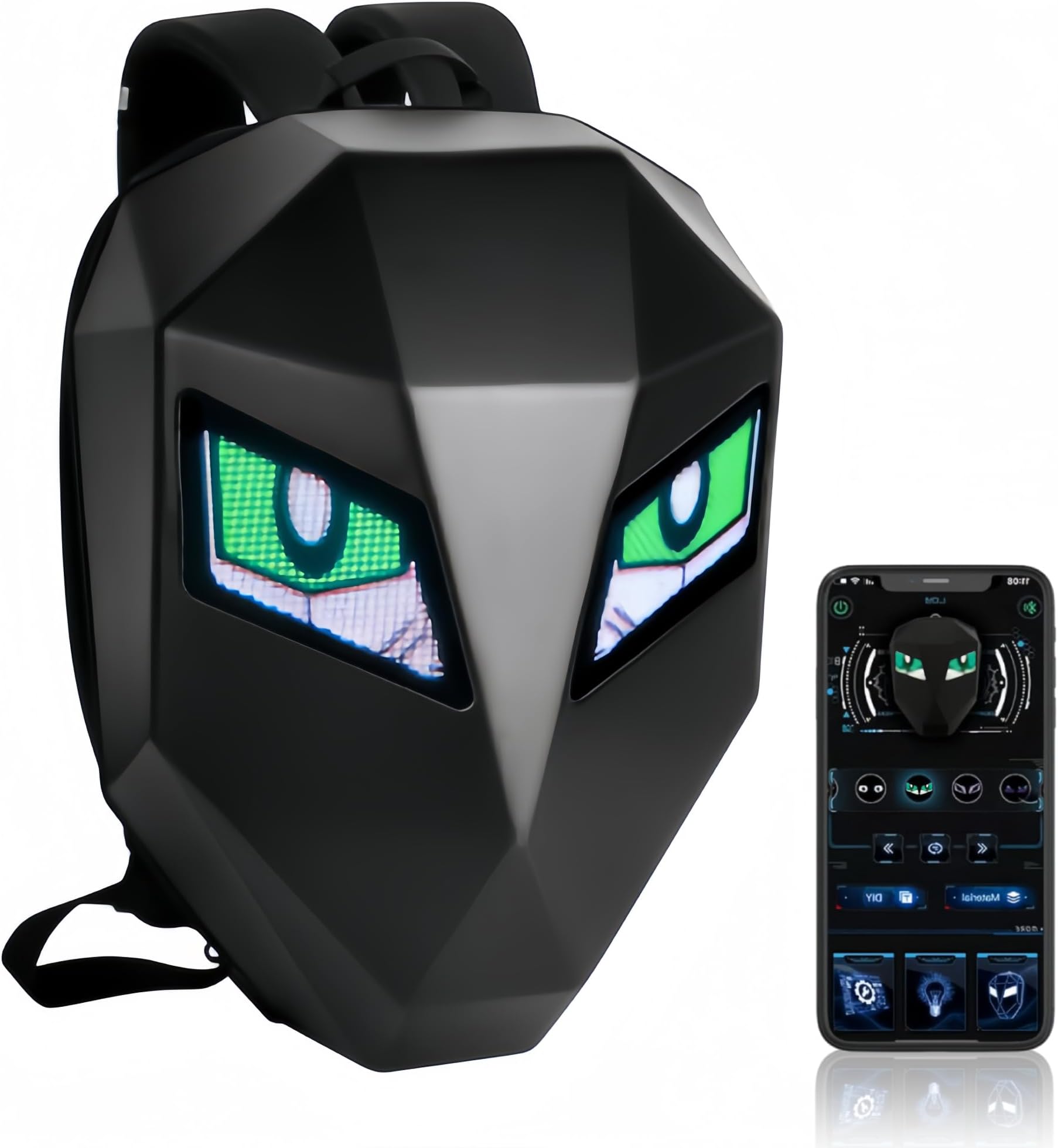 – Bewinner LED Motorcycle Backpack Cool Design - 3D Hard Shell Motorbike Backpack with Programmable Full Color Screen, Waterproof Riding Helmet Bag for Outdoor (Frosted Black)