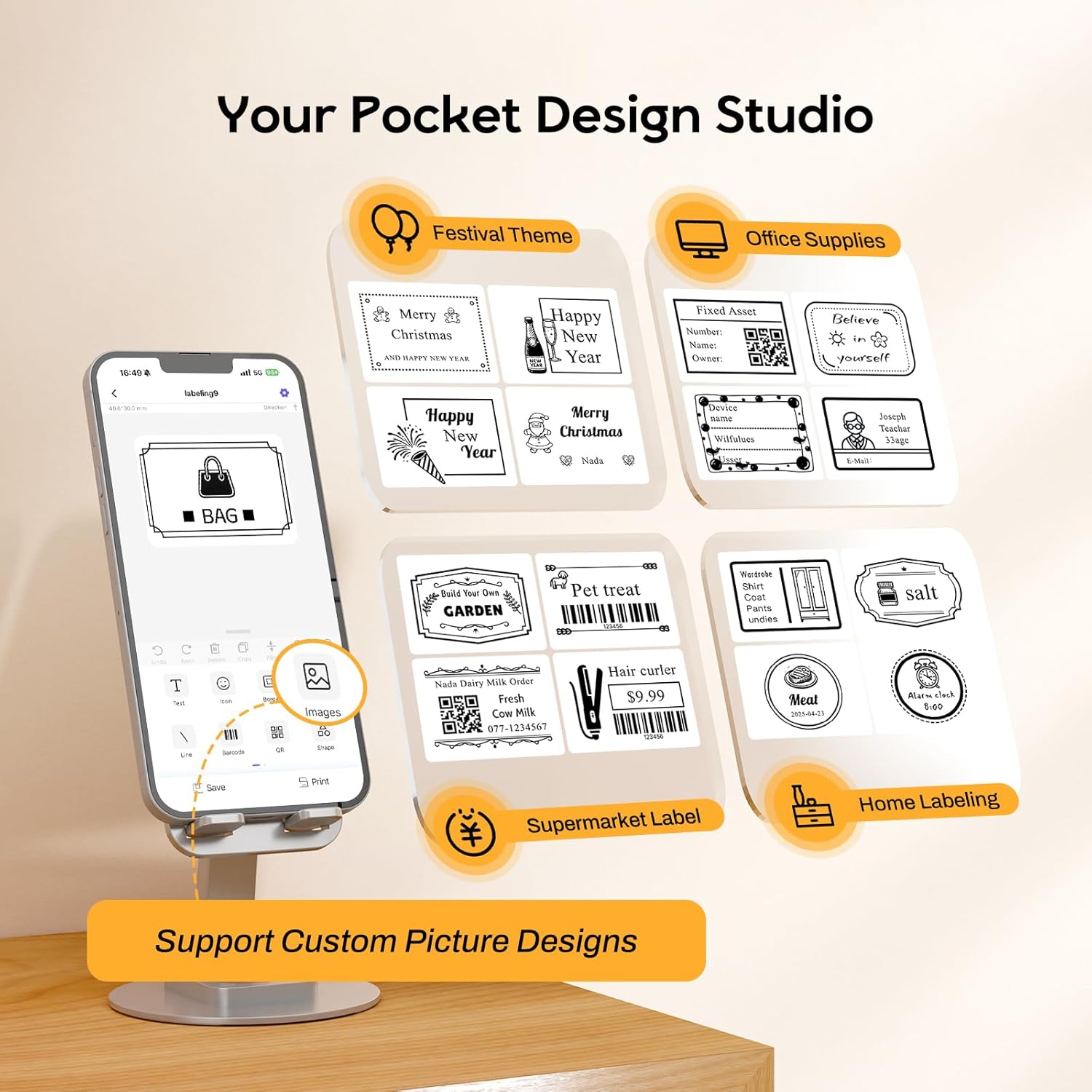 Inkbird Label Maker Machine with Tape, N20 Bluetooth Label Makers, Portable Thermal Label Printer Easy to Use for Office Barcode Address School Home