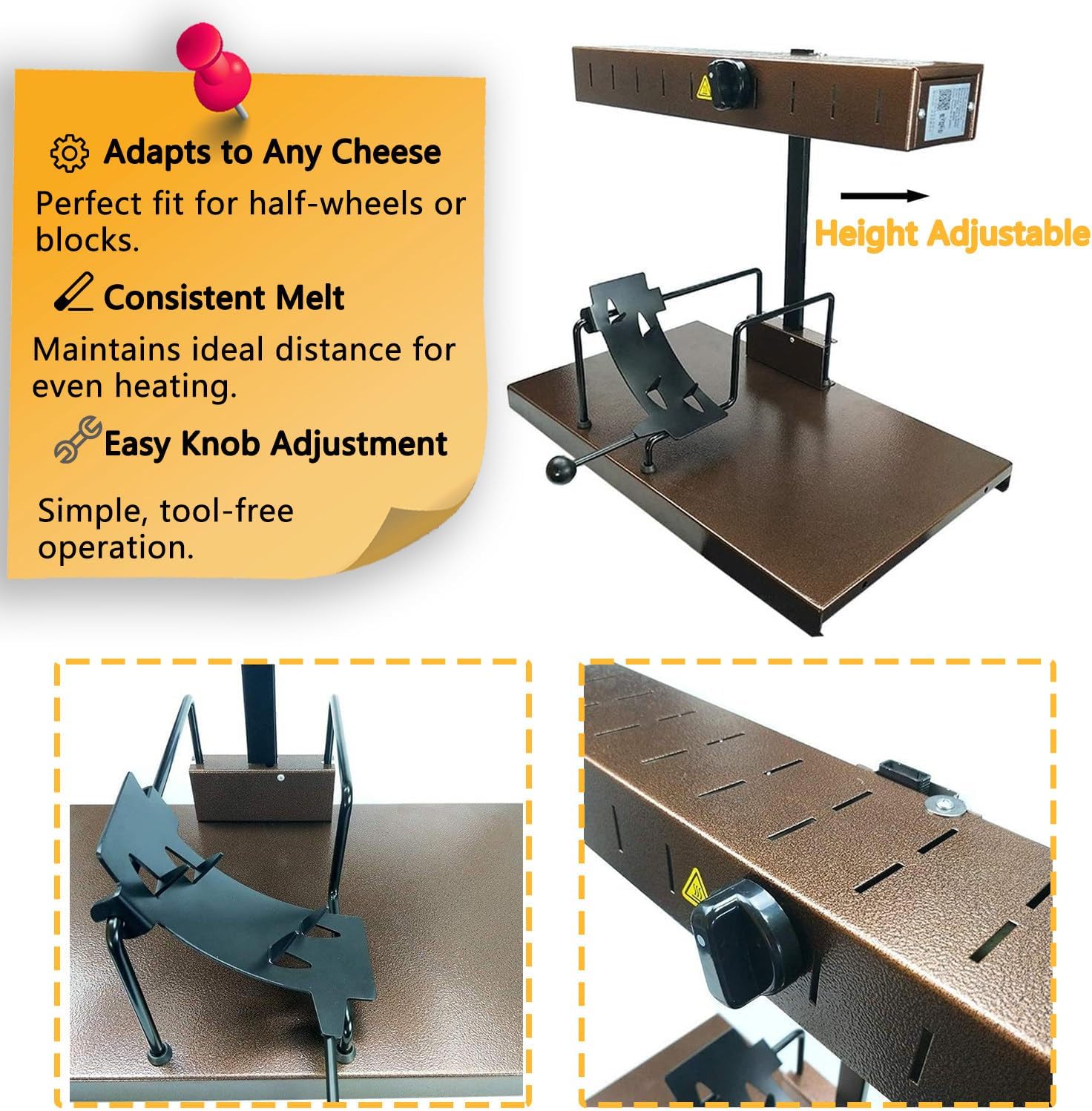 Commercial Electric Raclette Cheese Melter, Traditional Cheese Machine, 650W Cheese Grill, Half Cheese Wheel Maker Angle Adjustable Rapid Heating