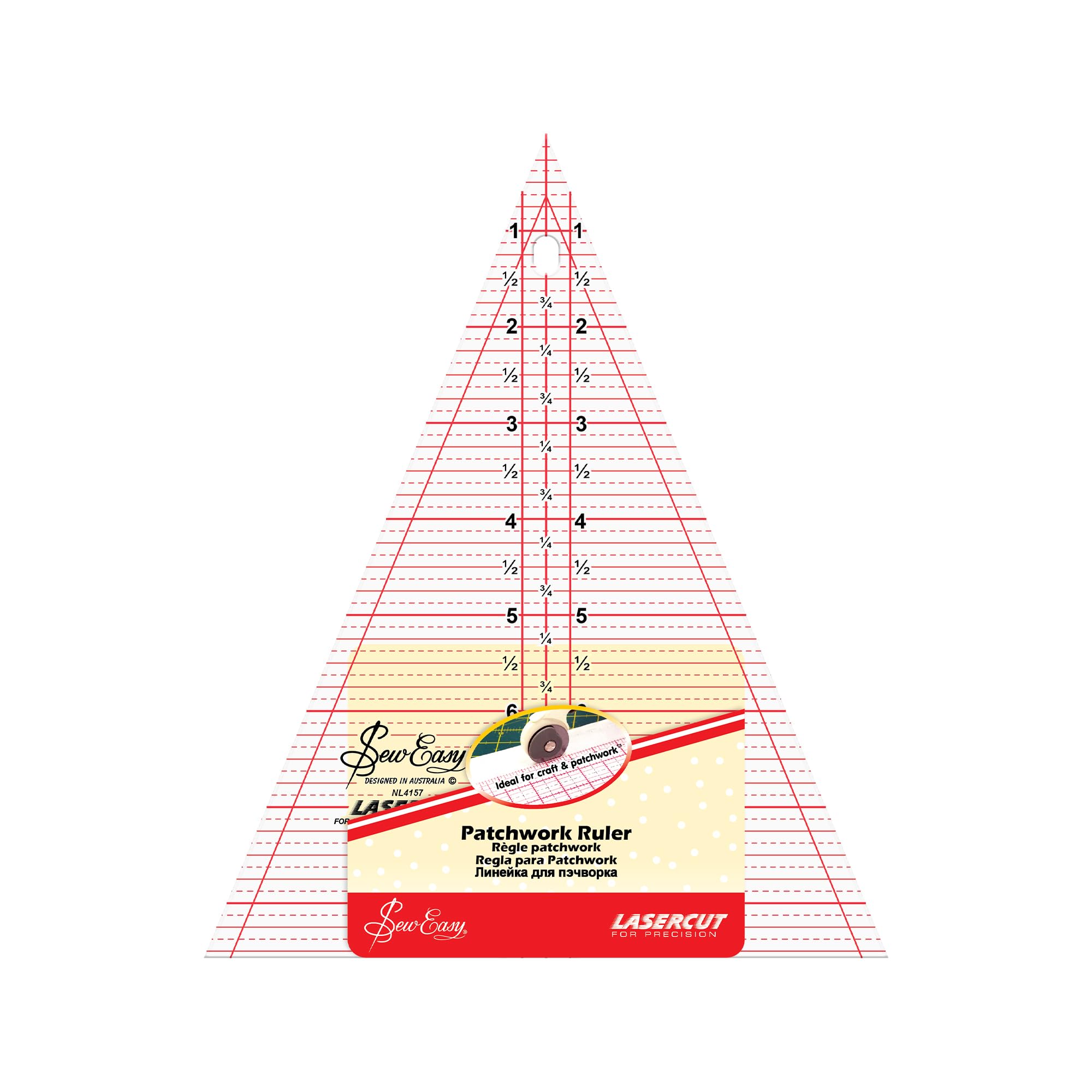 Sew Easy 8.5x7” Triangle Template – Quilting & Patchwork Rule for Applique Sewing, Transparent Acrylic Non-Slip — image 1