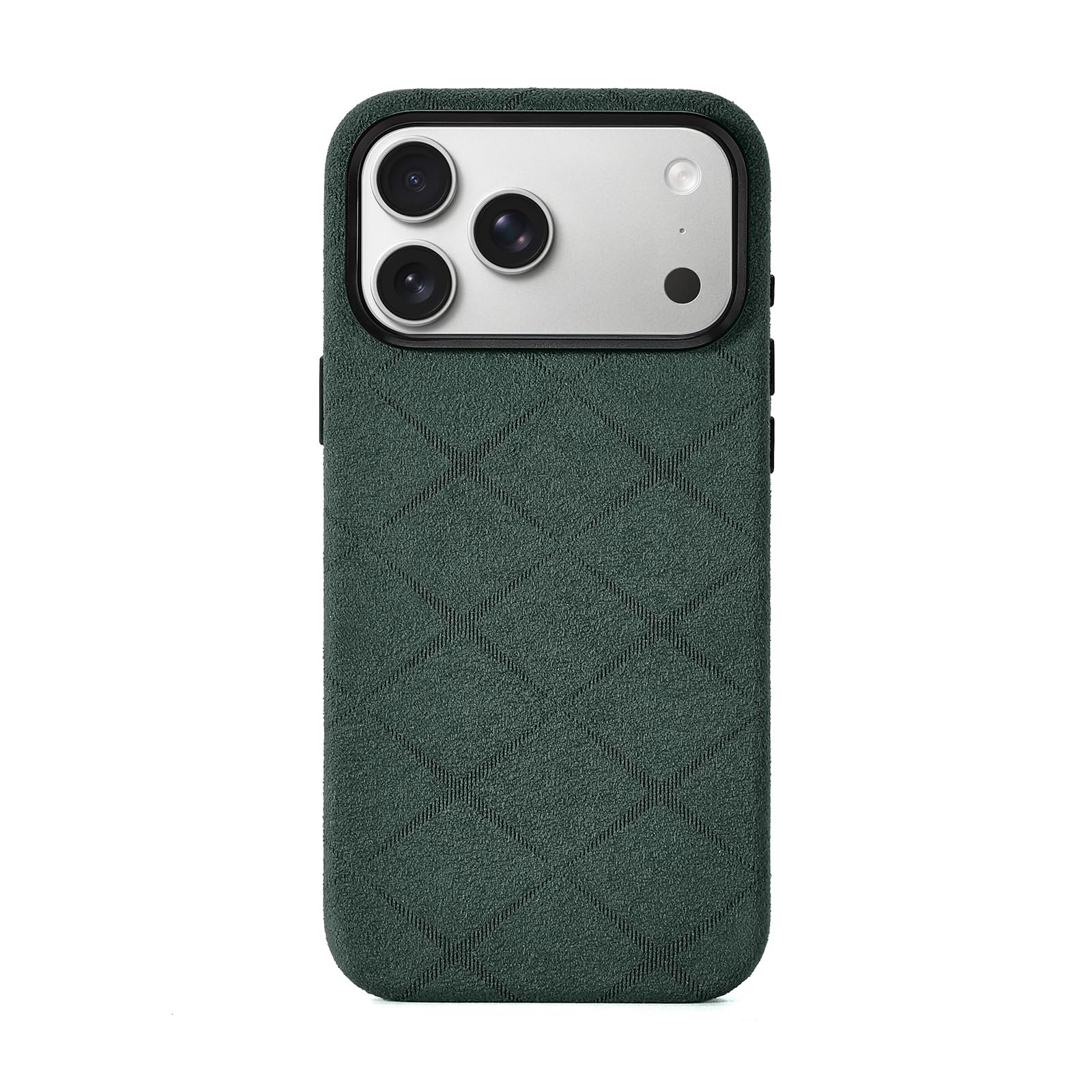 Coque iPhone 17 Pro vert forêt en daim italien pour le bureau et les sorties - 8
