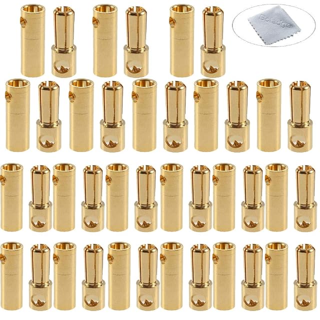 Foto 2 de 4 de Boladge 10 Pares Conector Enchufe Banana de Bala Macho Hembra Bullet 5.5MM Chapado en Oro para Motor ESC…