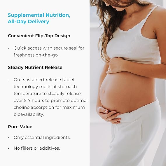 Endurance Products ENDUR - Choline L(+) Bitartrate - SR (Sustained Release) 300 mg - Pregnancy and Cellular Support, Gentle, Sustained Delivery - 68 HR Controlled Release - 60 Tablets