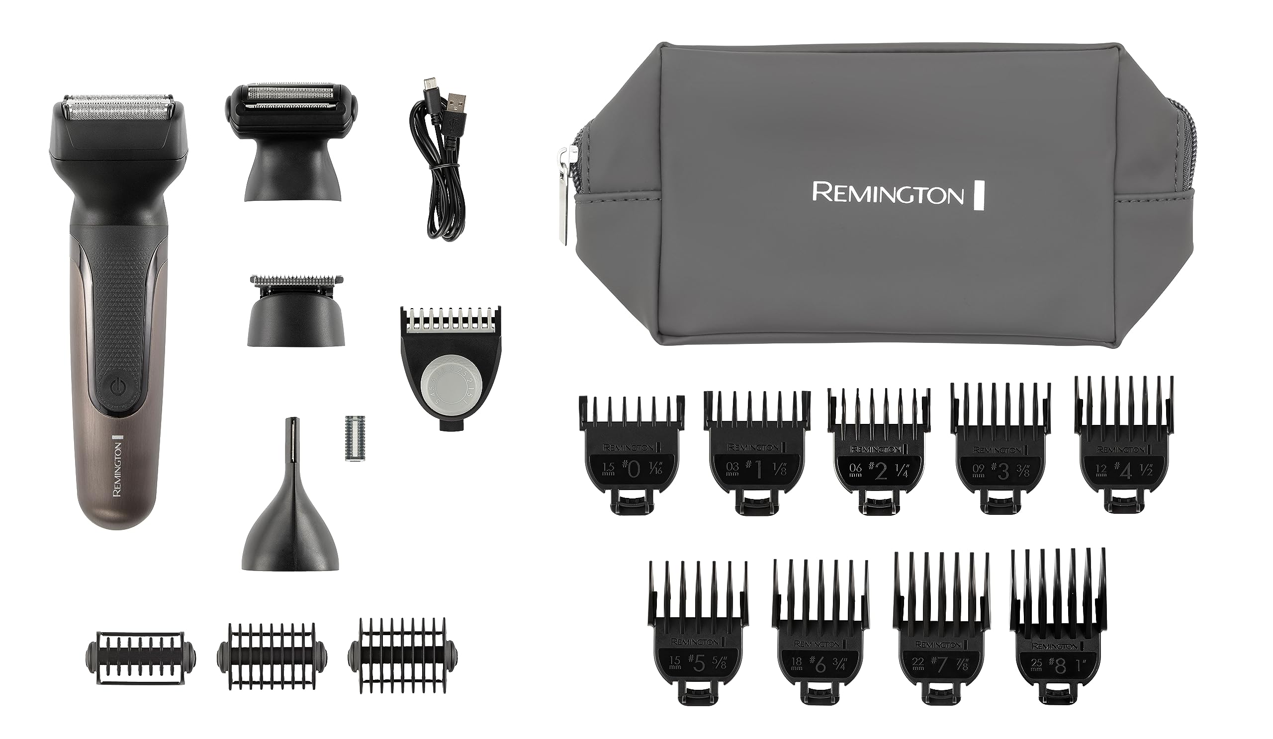 Remington ONE Multi-Haarschneidemaschine & Barttrimmer [inkl.18 Aufsteckköpfe/-kämme] Haarschneider, Bartschneider, Köper-/Nasen-/Ohr- & Augenbrauentrimmer (wasserdicht,Lithium) Multi-Groomer PG780