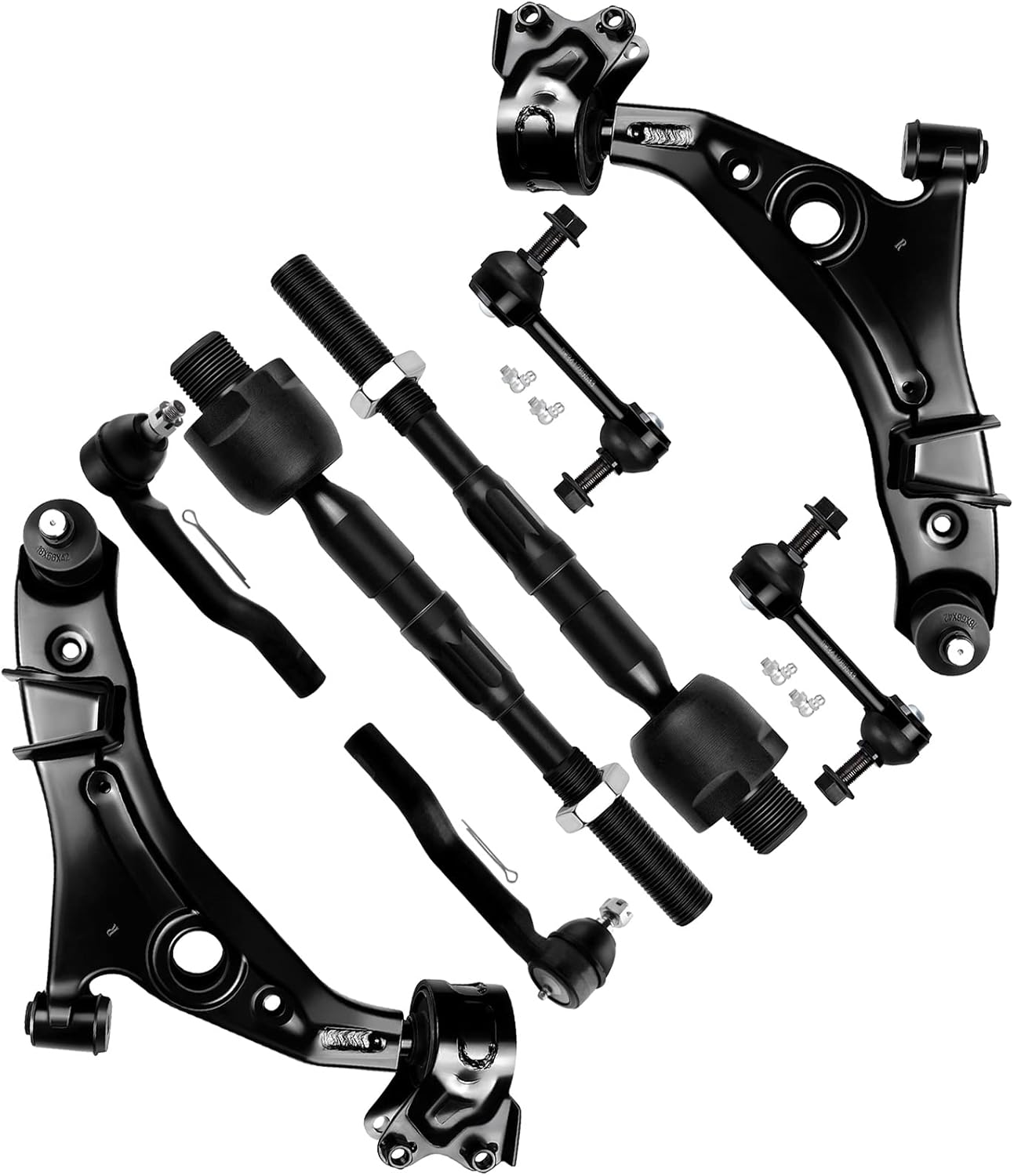 SCITOO 8pcs Front Suspension Kit Lower Control Arm with Ball Joint fit 2007-2014 for Ford Edge for Lincoln MKX with Inner Outer Tie Rod End Sway Bar Link