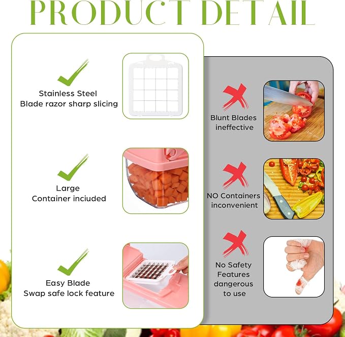 Picadora de verduras 16 en 1 con contenedor color rosa miniatura 4
