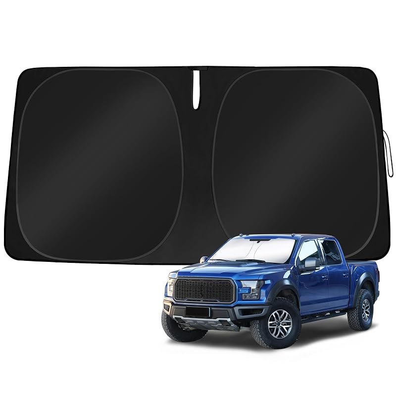 Protetor Solar para Para-brisa sob Medida Ford F-150 2015 a 2020 TOBNIFFD Prata e Preto