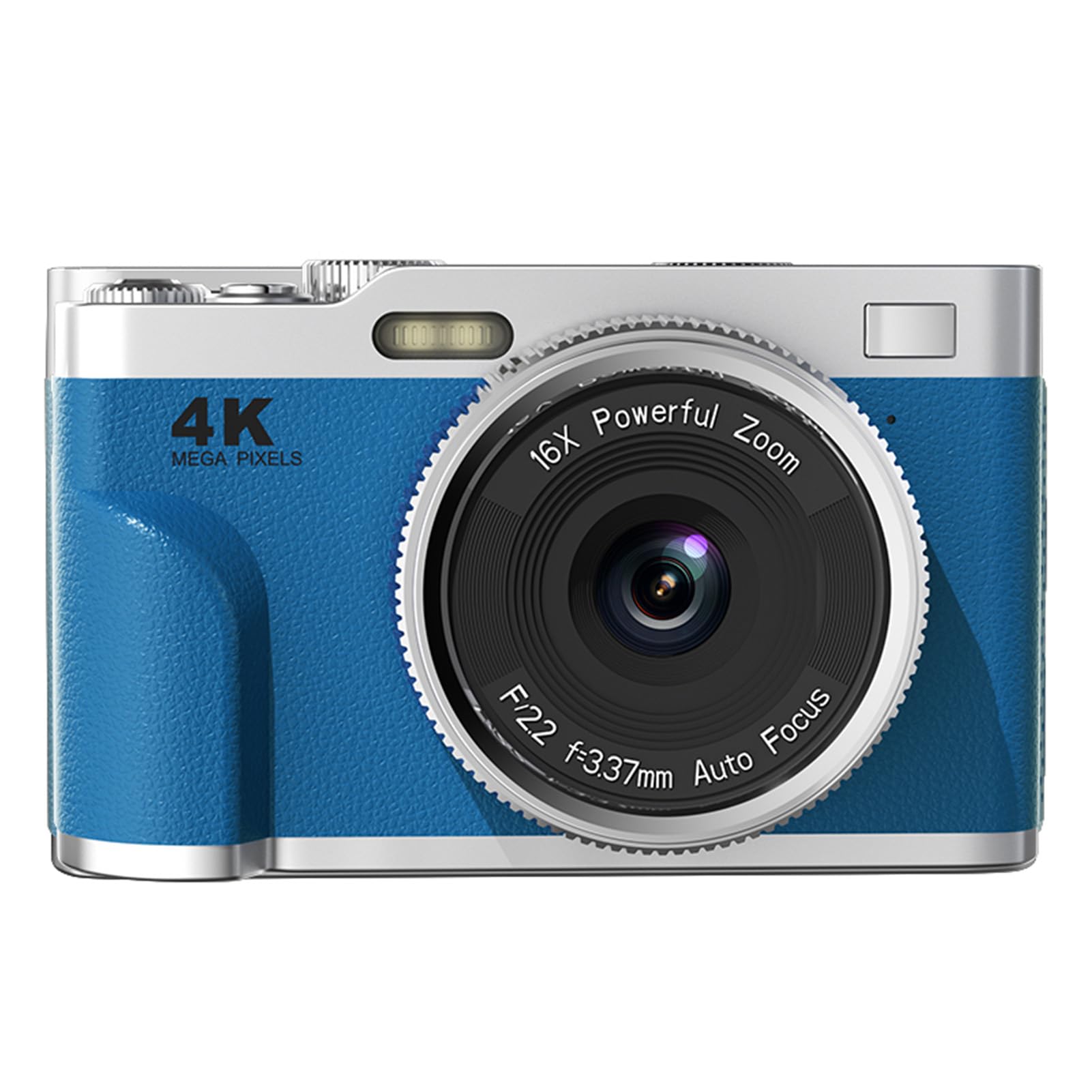 4K UHD Digital Camera 68MP with 16x Zoom, Smart Autofocus, AntiShake, Compact Portable Travel Camera, Webcam Function, 2.8" Screen (Blue)-image-0