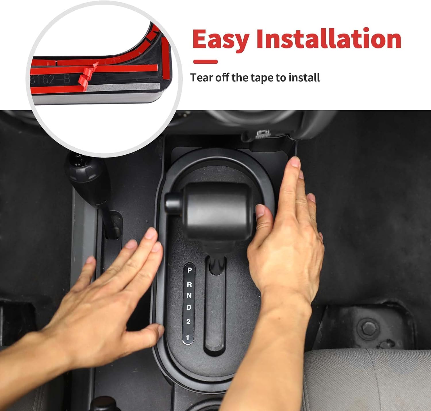 Gear Shifter Console Storage Organizer Tray Kit Fit for 2007-2010 Jeep Wrangler JK JKU, Shifter Box Interior Accessories(3Pcs,Black)