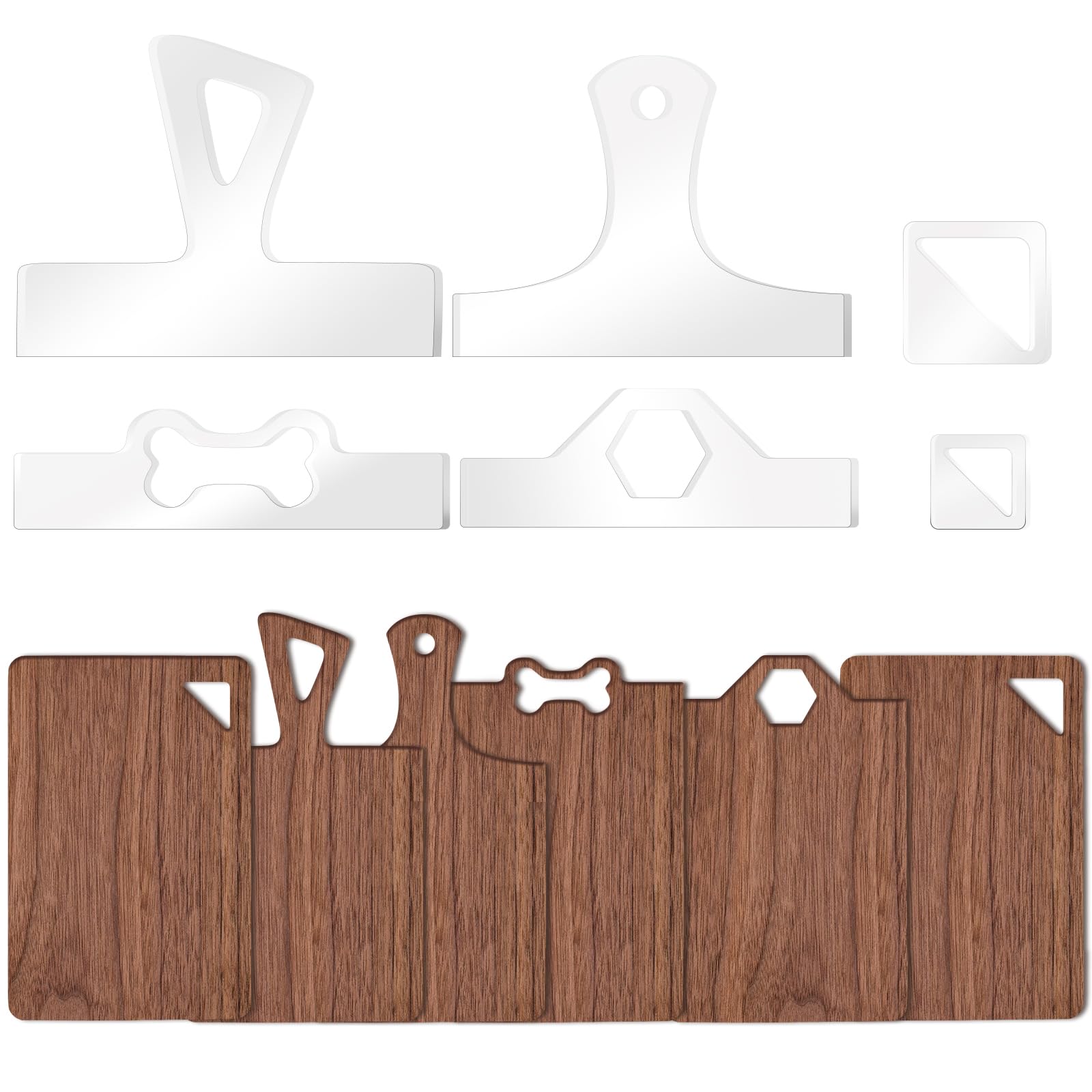 Betagt 6 Pcs Router Templates, Charcuterie Board Handle Template, Acrylic Templates for Woodworking, Cutting Board Template Woodworking Tracing