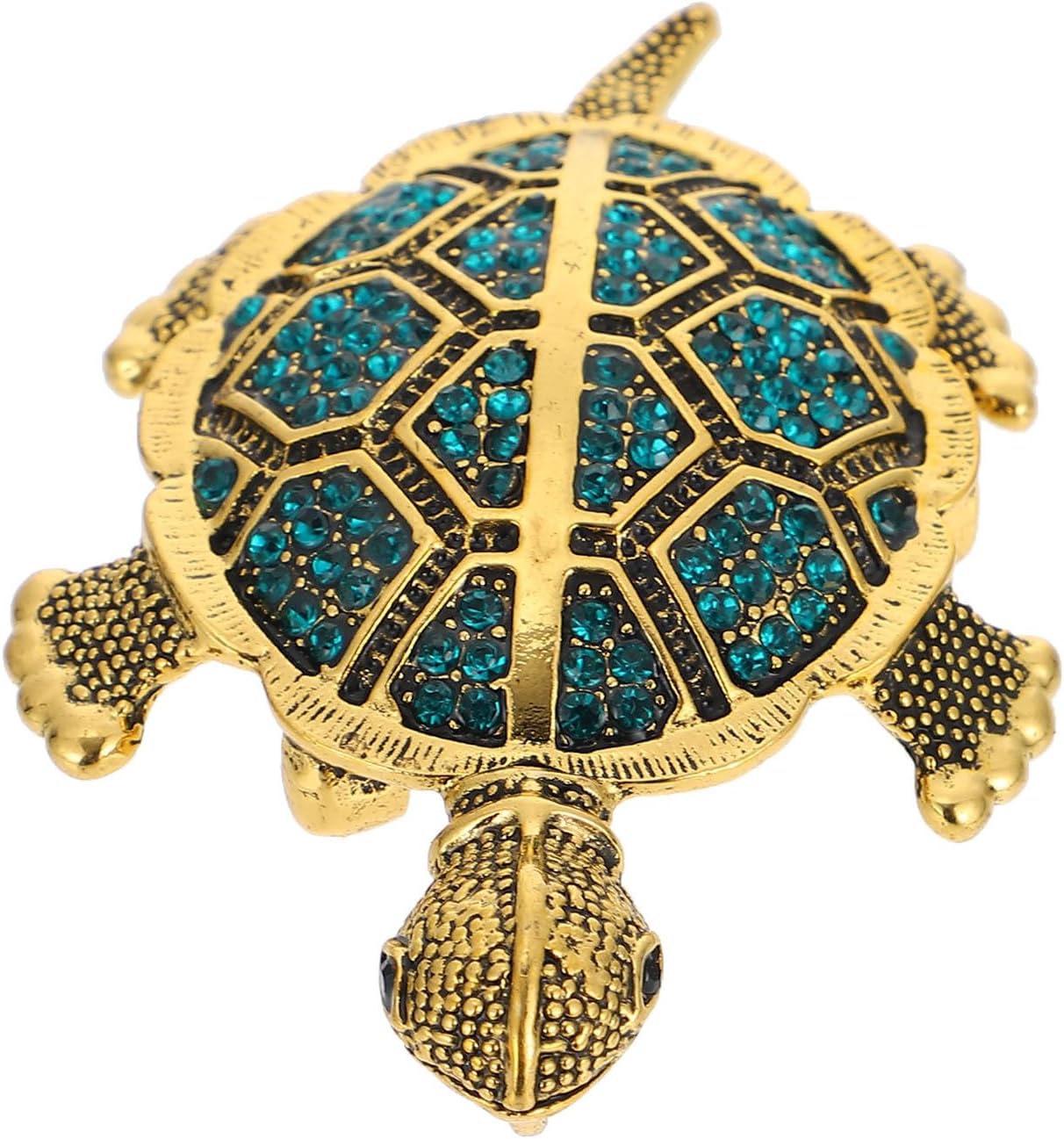 Crystal Rhinestone Turtle Brooch Lapel Pin Vintage Metal Tortoise Badge Scarf Holder for Women Clothing Accessory