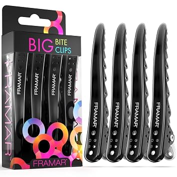 Framar Black Hair Clips Metal, Professional Hair Clip For Styling 4 Pack | Hair Clips For Women Styling, Metal Clips For Hair, Extra Strong With No Slip