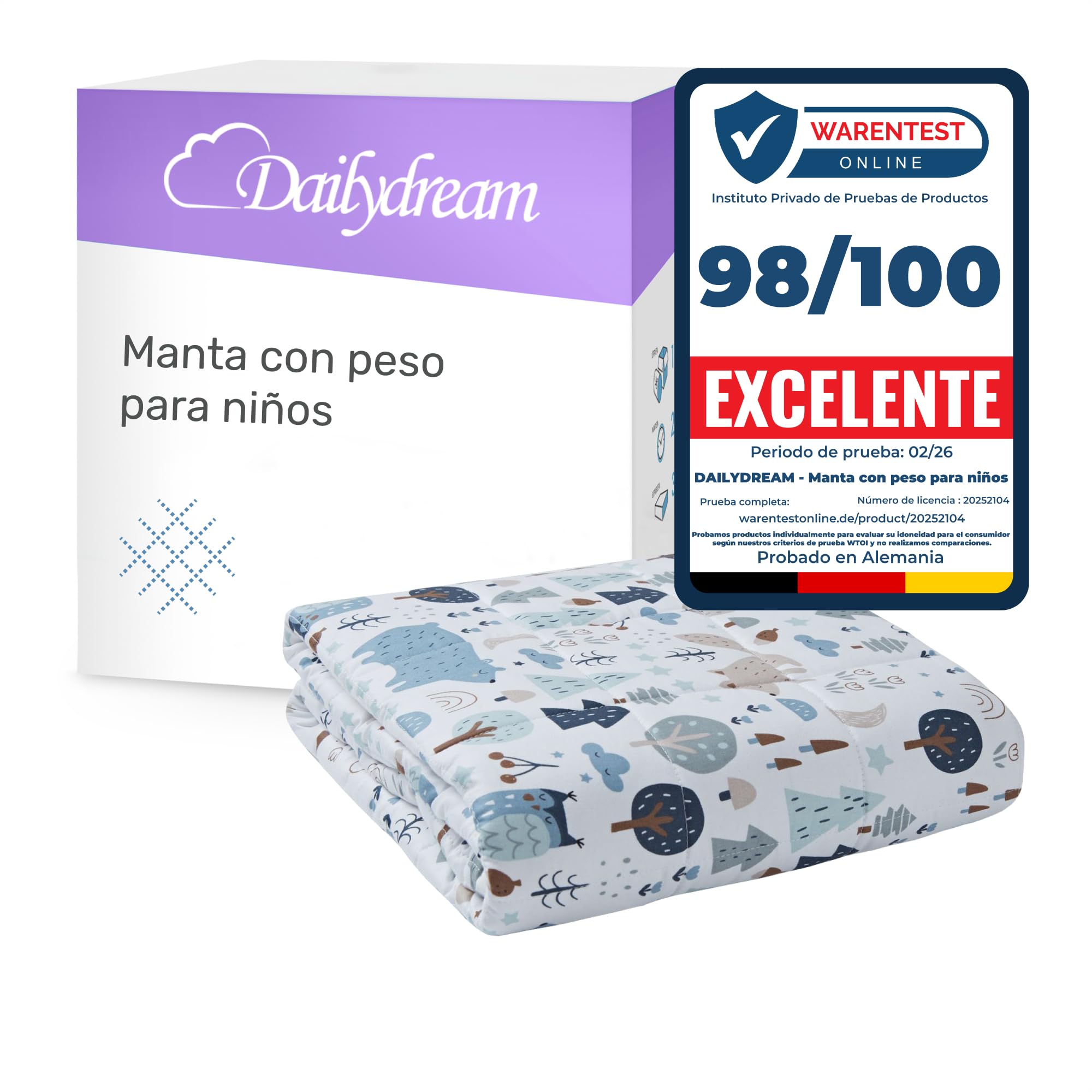 Dailydream Manta con Peso para niños, 100% algodón, 2,3 kg, 90 x 120 cm, diseño de Bosque
