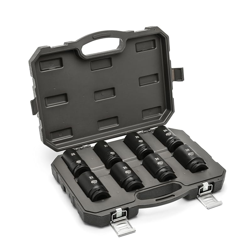 Jogo de Soquetes de Impacto Profundos Métricos GEARWRENCH, Encaixe de 19,05 mm, 6 Pontos, 26–38 mm, 84032, 8 peças
