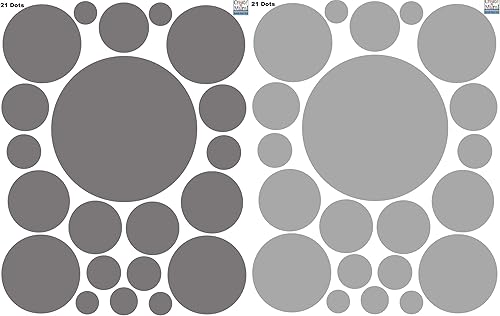 Miniatura 6 de Decoración de pared de lunares, calcomanías de pared para habitación de niñas, decoración de paredes de dormitorio, arte infantil (gris oscuro y