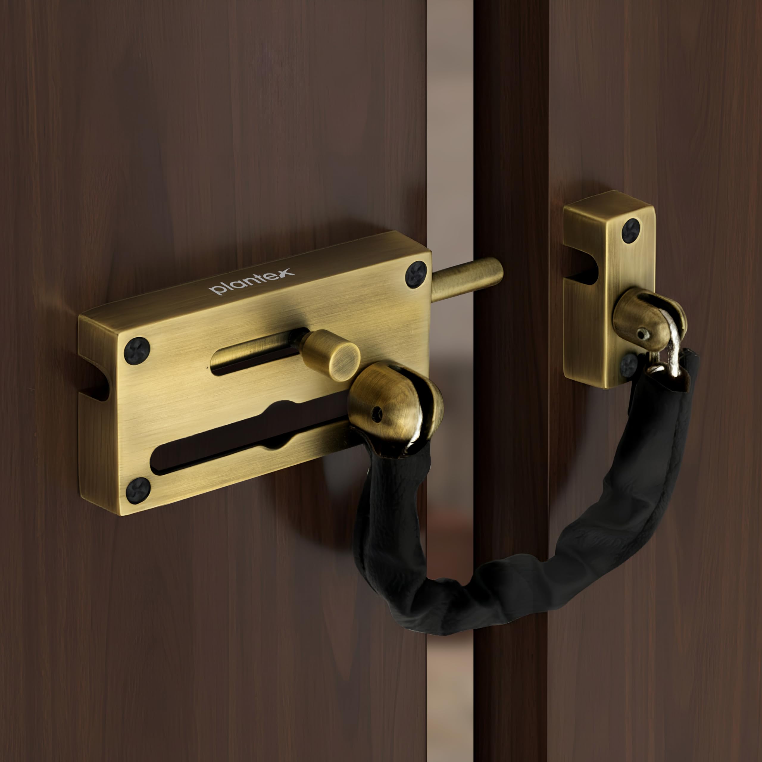 Plantex Door Chain with Baby Latch/Door Chain Lock for Main Door/Latch Lock for Door/Heavy Duty Door Safety Guard Lock for Home, Hotel & Office Security – Pack of 1 (DTK-294-Brass Antique)-image-12