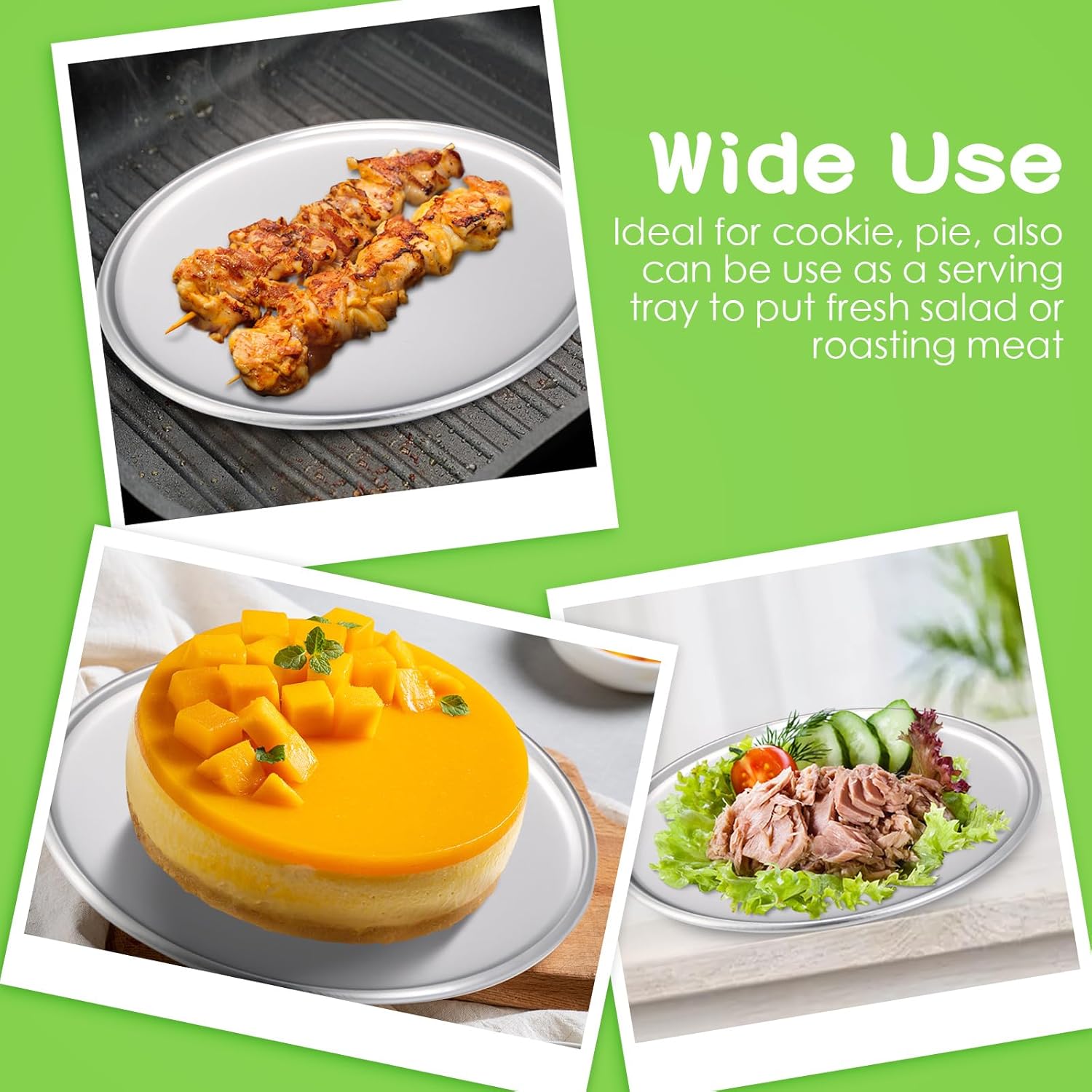 Rtteri 12 Pcs Pizza Pan Bulk Restaurant Aluminum Pizza Pan Set Round Pie Cake Plate Rust Free Cake Tray for Oven Baking Home Kitchen Restaurant Easy Clean (14 Inch)