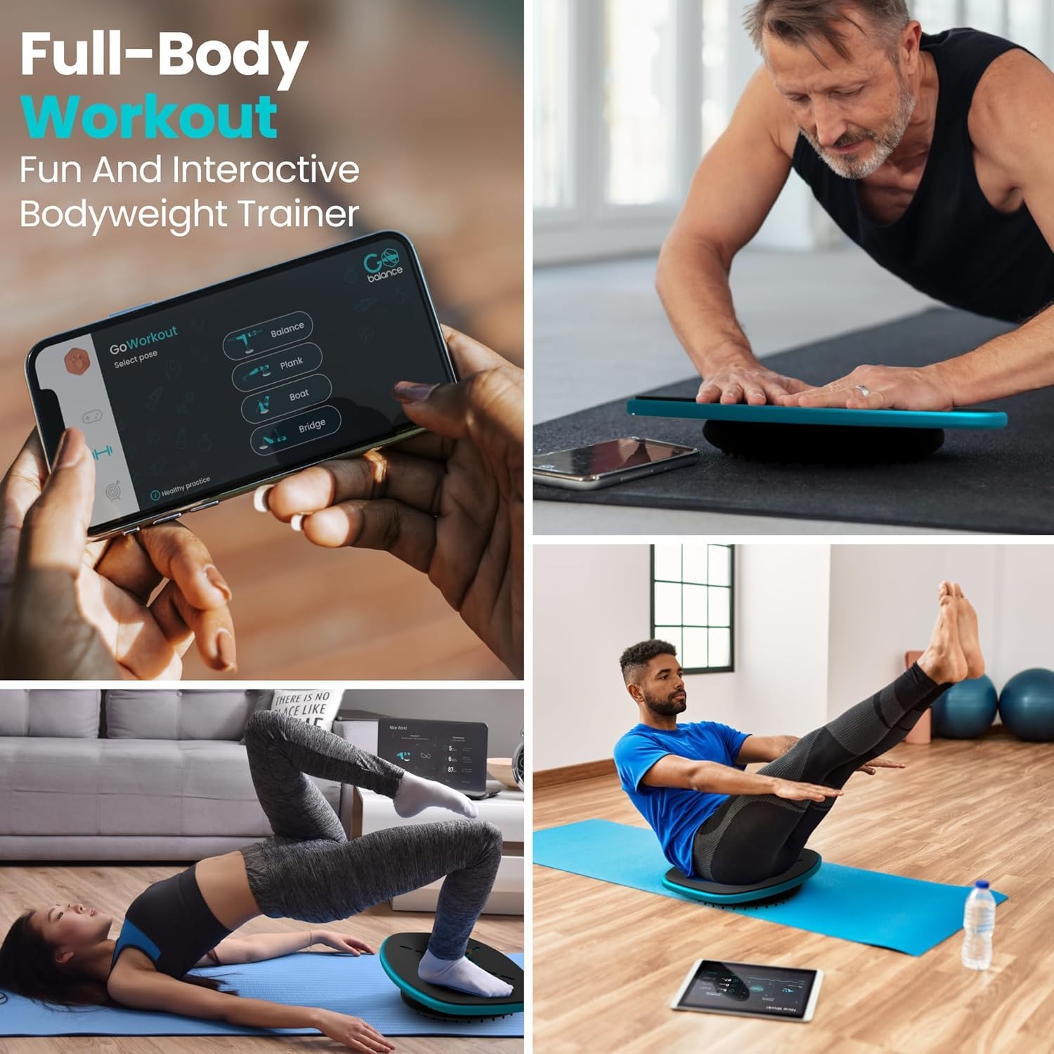 GoBalance Board - App-Enabled Balance Board. Smart Bluetooth Sensor, 12 FREE Interactive Games - Fun, Balance Training and Home Gym Workout! Boost Coordination & Strength for Teens and Adults - 5