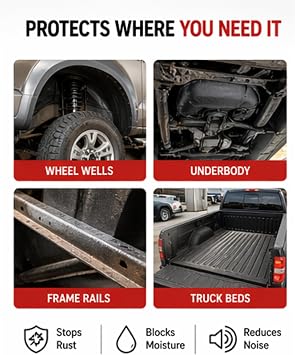 Rubberized Undercoat, 16 oz, Fast Drying, Black Finish | Rust Guard, Anti Corrosion, Salt Shield, Chip Guard, Noise Damp, Tough Coat, Spray Can, Undercar, Quick Dry, Long Life