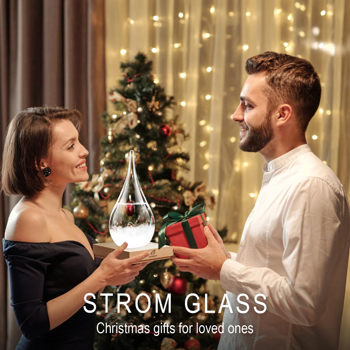 Storm Glass Weather Predictor, Christmas Gifts Snow Globe Weather Forecast Barometer Storm Cloud Home/Office Desk Decor,Cool Gifts for Him/Her