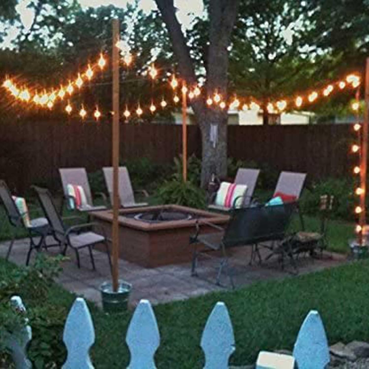 Banord Outdoor String Lights, 48FT Waterproof Patio Lights with 2W Dimmable LED Bulbs, for Outdoor Backyard, Garden, Deck, Porch, Gazebo, Balcony, Camping, Party