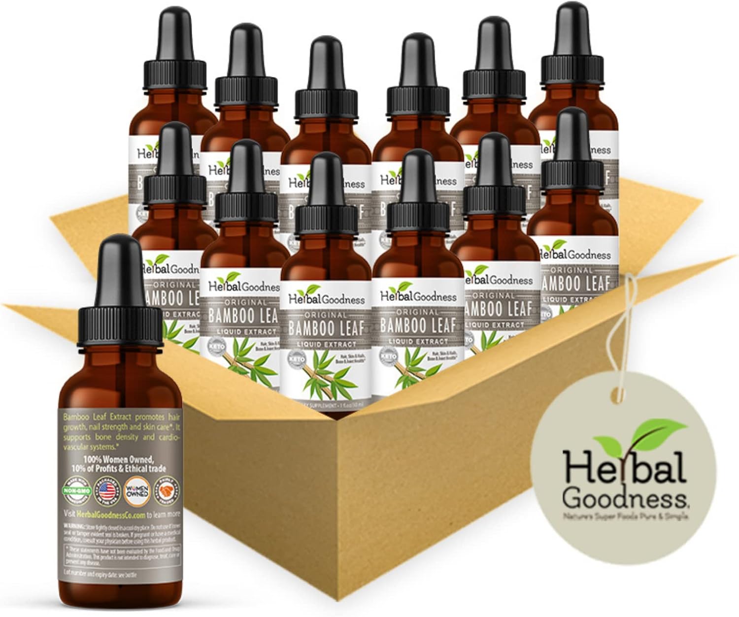 Herbal Papaya Bamboo Extract Liquid Collagen Silica Supplements 1oz - Silicio Organico - Organic Hair, Skin and Nails Vitamins Bamboo Leaves Extract - Strengthens Bone and Joints - 1 Bottle