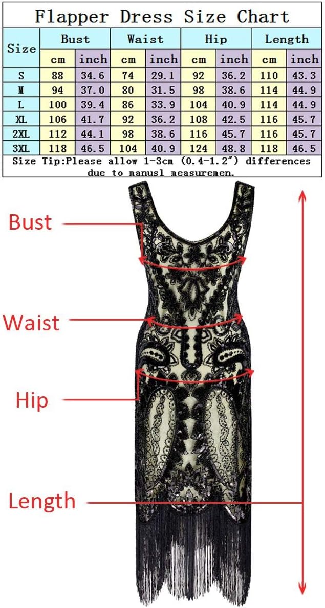 Women's 1920s Flapper Fringe Beaded Great Gatsby Party Dress with Costume Set - Image 7