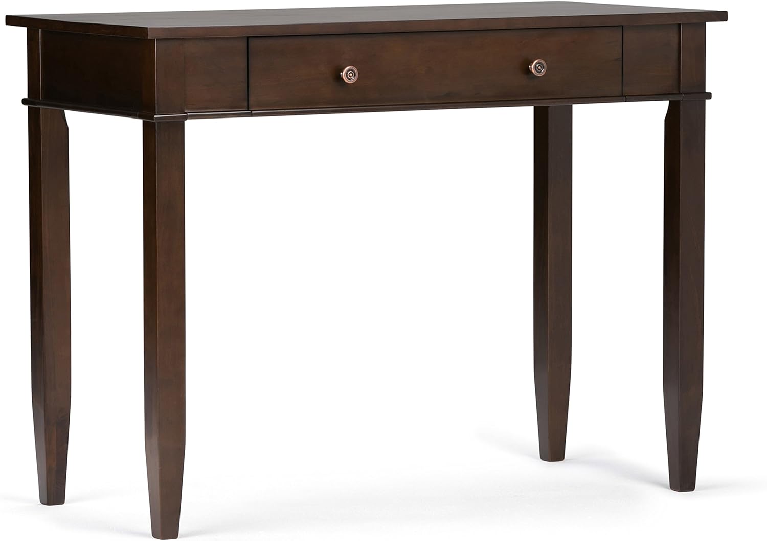 SIMPLIHOME Carlton Desk - 42 Inch Wide Solid Wood Writing Desk in Dark Tobacco Brown, Transitional Home Office Computer Table for Study or Compact Space with Flip-Down Keyboard Tray