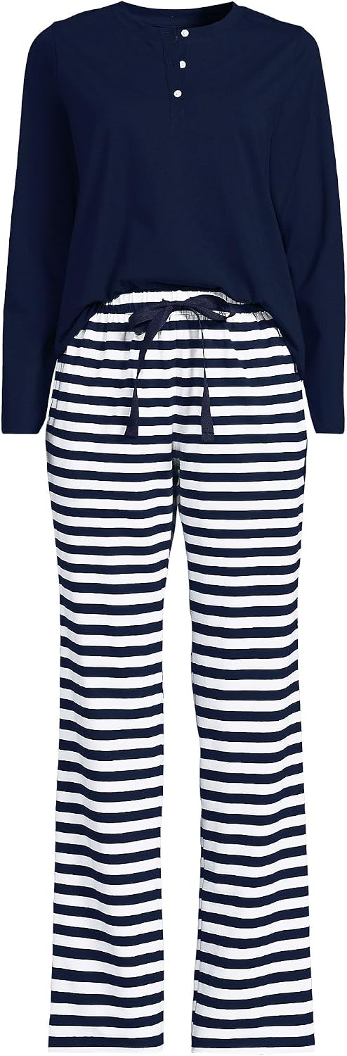 Lands' End Women's Knit 2 Piece Pajama Set - Long Sleeve Top and Pants image 3