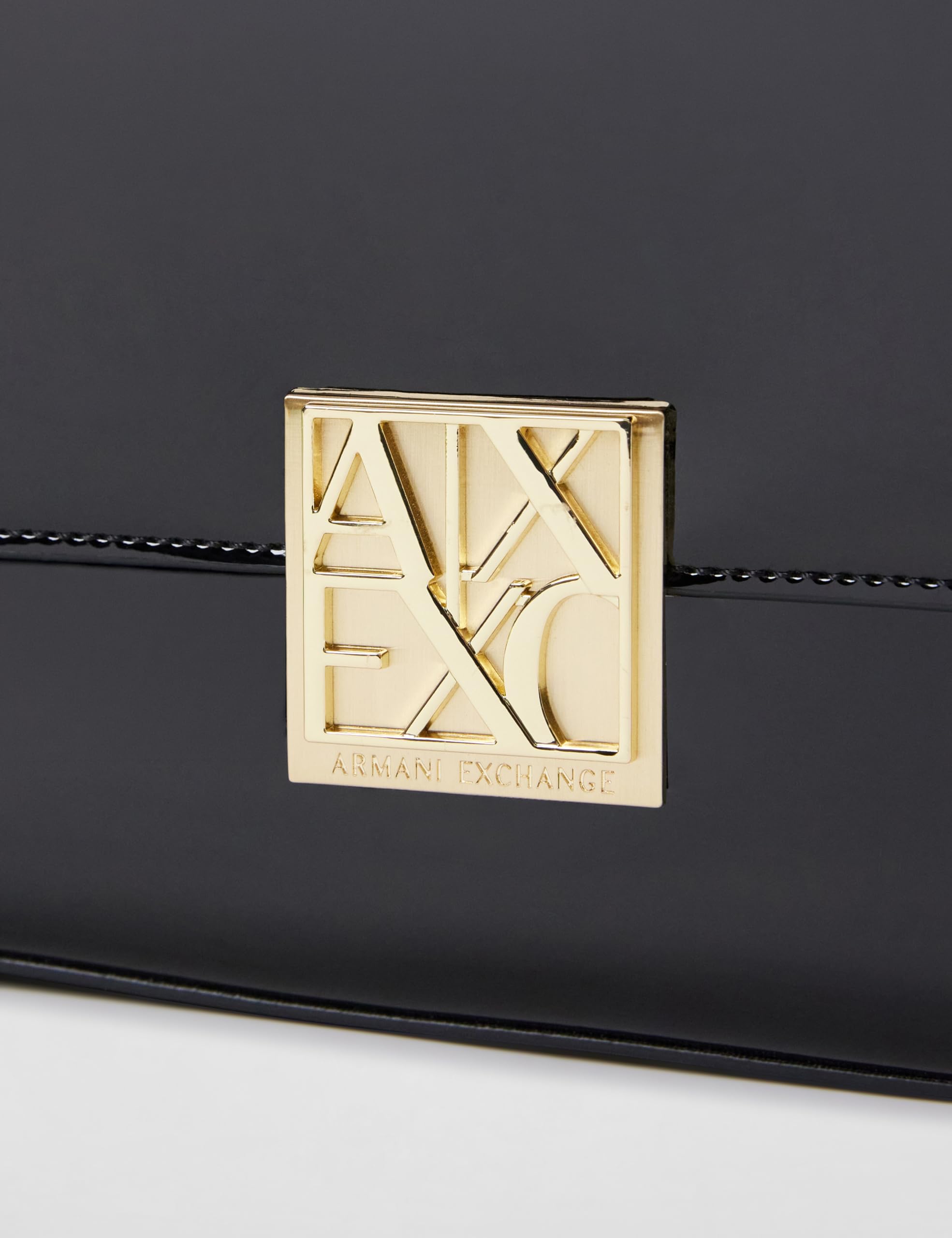 Armani Exchange, Women's Amy, sustainable, gold logo plate, Crossbody bag, Black, One size