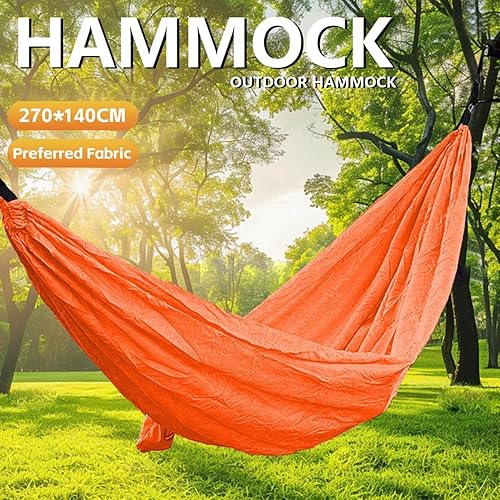 Miniatura 3 de Hamaca portátil para acampar, hamaca ligera de viaje al aire libre, naranja (naranja)