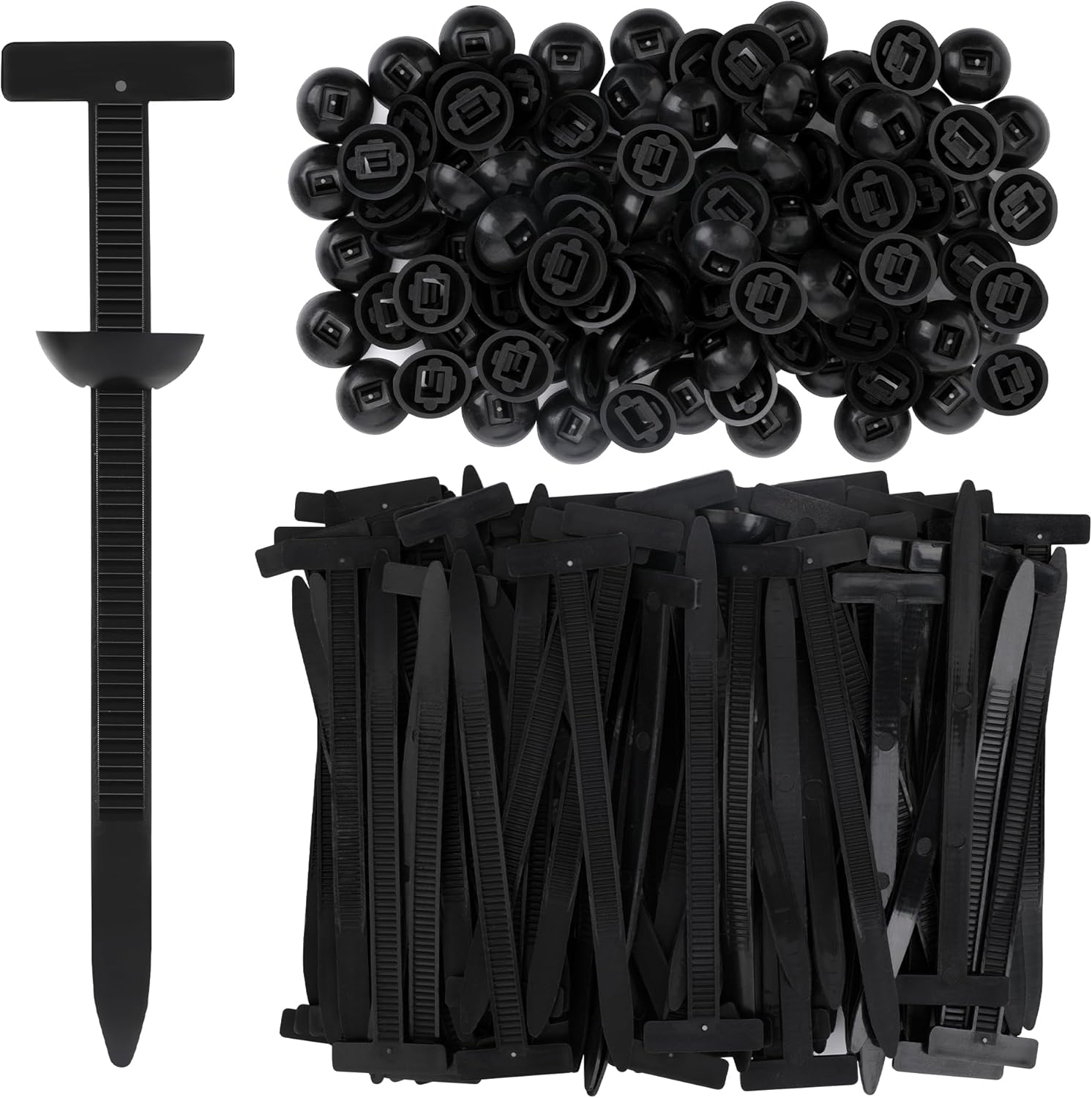 100PCS Nylon Universal Cable Tie Buckle, Heavy Duty Self-Locking Universal Zip Ties with Pin & Button Design, UV Resistant Plastic Fasteners for Auto/Car Body Repair, Daily Fixing & Tool Organization