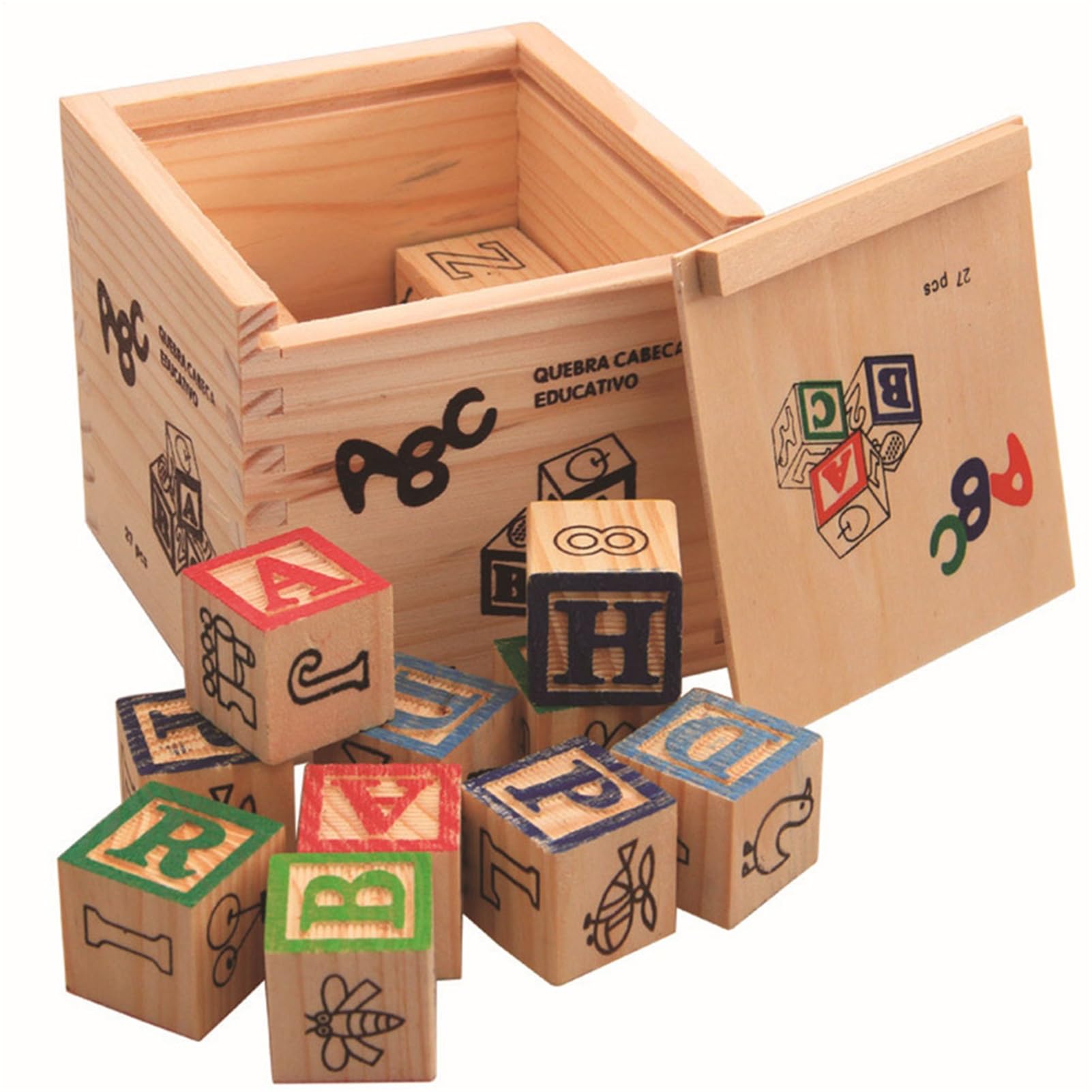 Alphabet Blocks Educational Number Bricks Wooden Stacking Building Sorting Toys For Kids Children Boys Preschool Learning Blocks Printed With Letters Numbers And Animals Early Education Toy Creative L