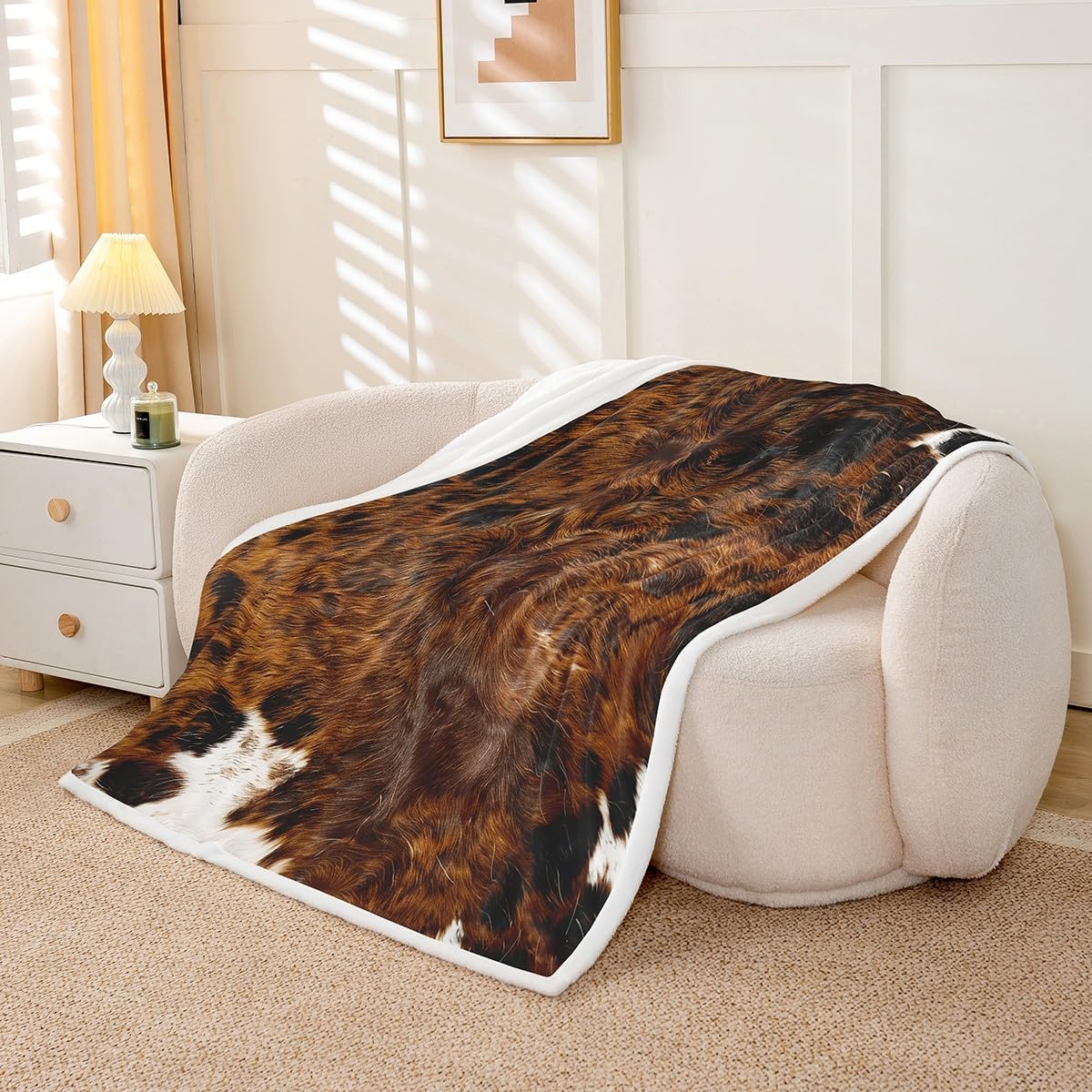Erosebridal Cow Print Throw Blanket, Cow Decor Soft Blankets and Throws, (Not Real) Cowhide Fleece Fuzzy Blanket 40"x50", Rustic Country Farmhouse Animal Decor for Bed Sofa Couch Room