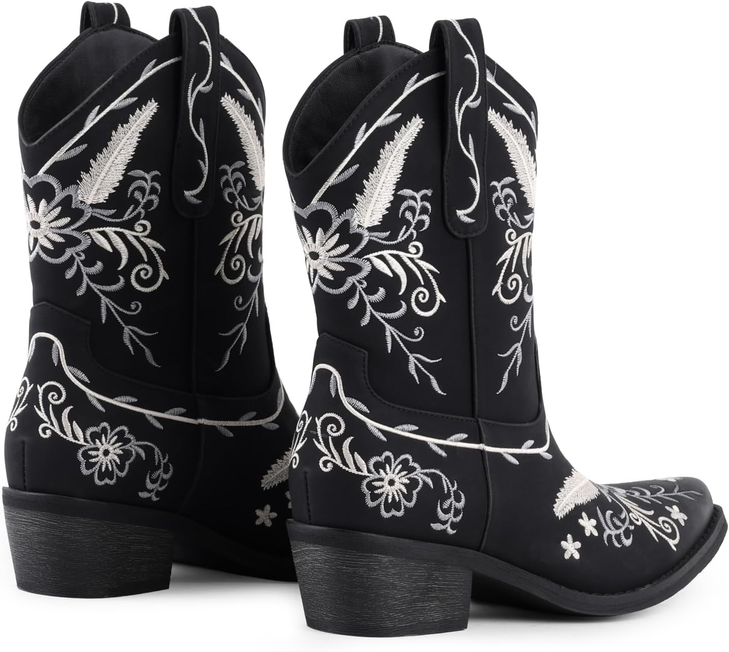 LingxiaUne Women's Cowboy Boots—Exquisitely Embroidered Western-Style Mid-Heel Boots for Women, Ankle Cowboy Boots For Women - Image 3