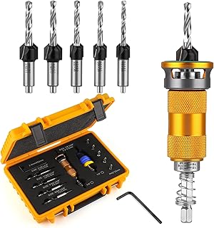 Countersink Drill Bits Set with Depth Stop and Screw Depth Controller (12PCS), Quick Change Hex Shank Countersink Drill with Phillips Bit for Wood, Plastic, Woodworking