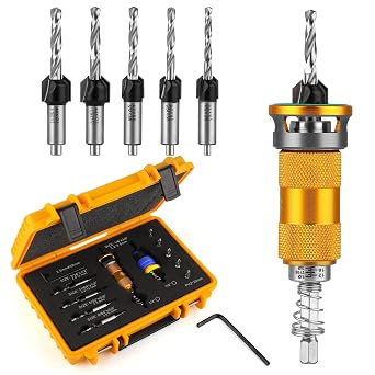 Countersink Drill Bits Set with Depth Stop and Screw Depth Controller 12PCS, Quick Change Hex Shank Countersink Drill with Phillips Bit for Wood, Plastic, Woodworking